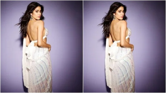 Janhvi, assisted by makeup artist Tanvi Chemburkar, decked up in nude eyeshadow, black eyeliner, black kohl, mascara-laden eyelashes, drawn eyebrows, contoured cheeks and a shade of nude lipstick.(Instagram/@janhvikapoor)