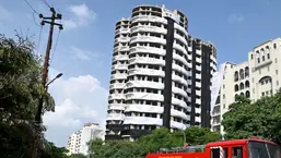 A view of the Supertech's 40 storey illegal Twin Towers Apex & Ceyane all set for demolition, in Noida on Saturday. (ANI Photo)