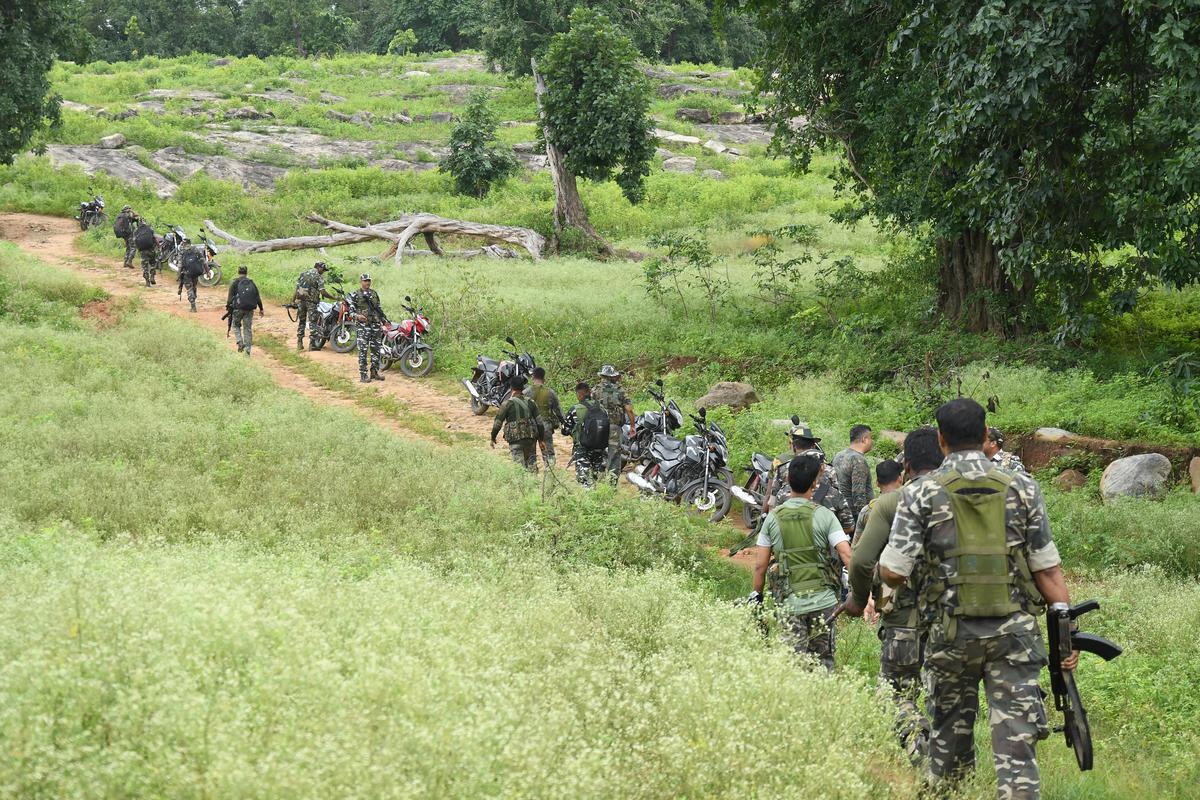 Security personnel enter the former Maoist stronghold.