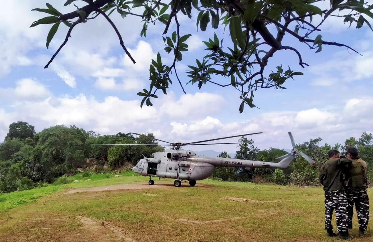 An MI-17 helicopter at Burha Pahar.