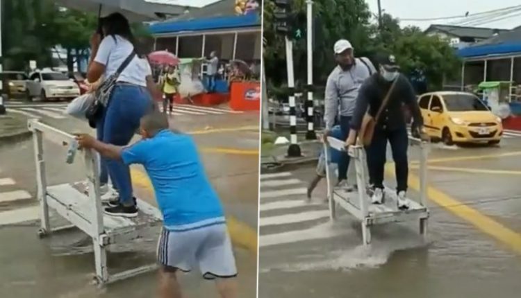 Anand Mahindra Shares Video of Man Using Make-Shift Trolley To Help Pedestrians Cross Flooded Road, Says ‘Entrepreneurship & Enterprise. It’s Everywhere’