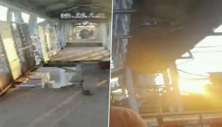 Maharashtra Bridge Collapse: Four Hurt As Slab of Foot Over Bridge Crashes on Railway Tracks at Balharshah Station in Chandrapur (Watch Video)