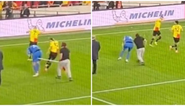 Watch: Fan attacks goalie with corner flag during live match, suffers hemorrhage | Football News