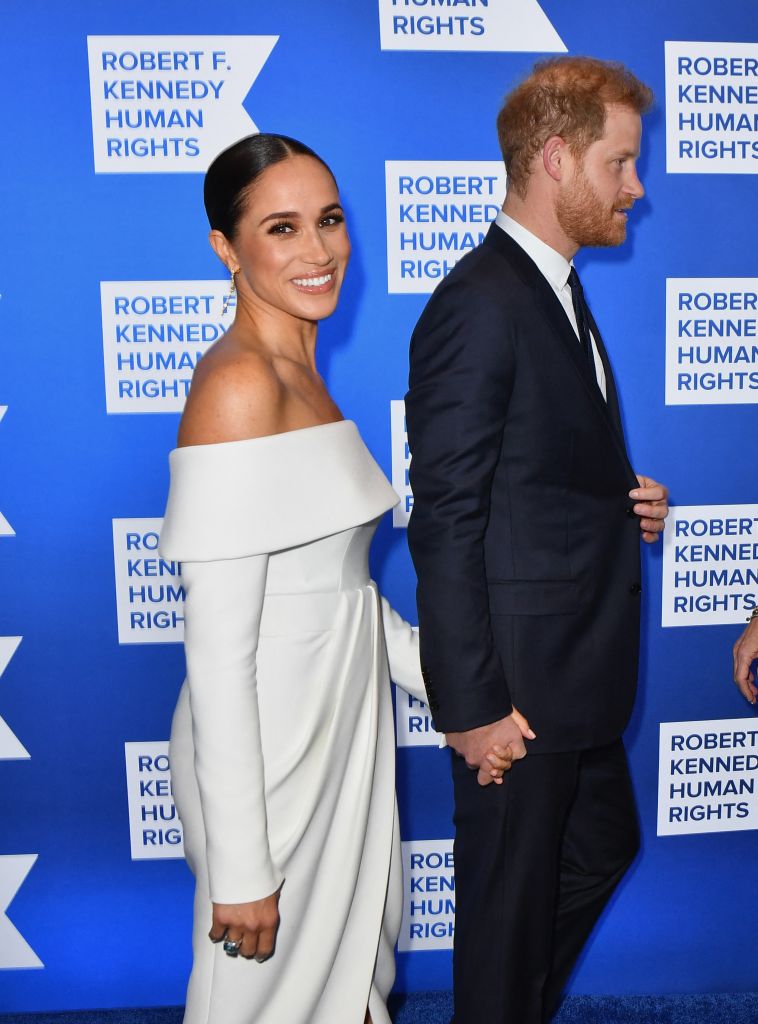 Prince Harry, Duke of Sussex, and Meghan, Duchess of Sussex, arrive at the 2022 Robert F. Kennedy Human Rights Ripple of Hope Award Gala at the Hilton Midtown in New York City on December 6, 2022. (Photo by ANGELA WEISS/AFP via Getty Images)