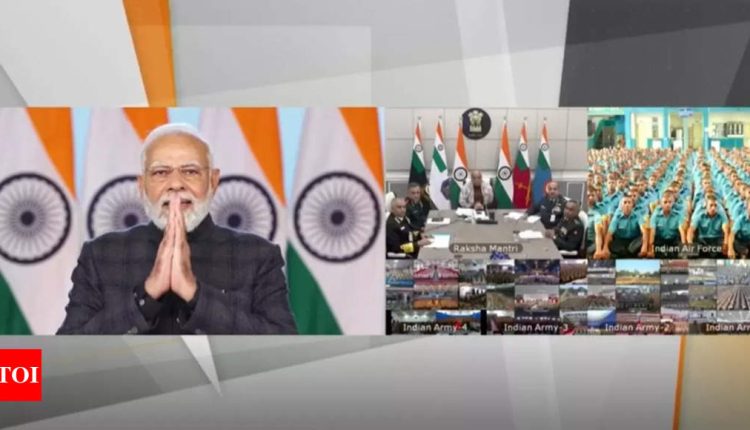 PM Modi interacts with Agniveers, defence minister Rajnath Singh attend event | India News