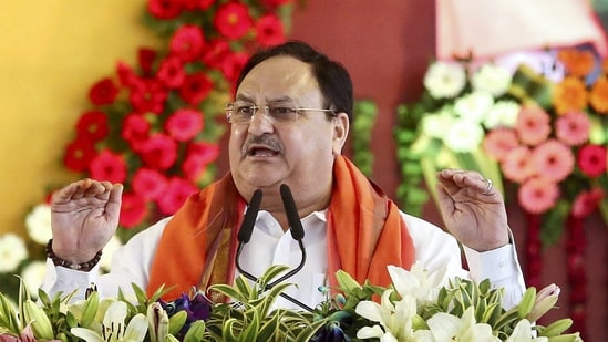 BJP chief JP Nadda arrives in poll-bound Karnataka's Hubballi(PTI)