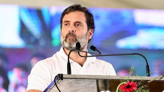 Congress leader Rahul Gandhi addresses a public meeting ‘Jai Bharat’ in Kolar on Sunday. (ANI)