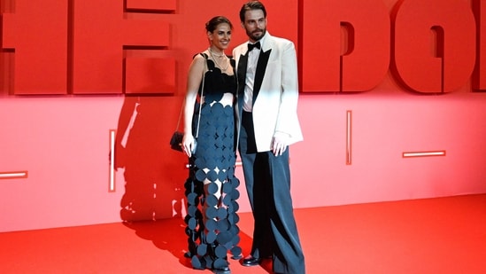US director Sam Levinson poses with producer Ashley Levinson during a photocall for the series The Idol during a Cannes after-party. (AFP)