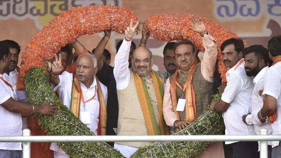 The BJP will release the election manifesto on Monday from Bengaluru(Arijit Sen / HT Photo)