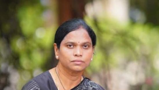 Aruna Lakshmi, KRPP candidate from Bellary City.(PTI)