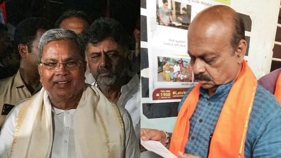 Karnataka’s new chief minister Siddaramaiah (L) and former CM Basavaraj Bommai. (File)