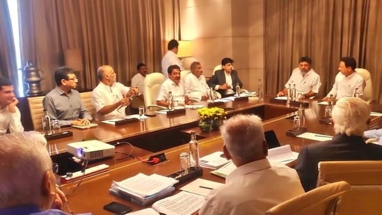 The meeting was organised at a private hotel.(@BJP4Karnataka/Twitter)