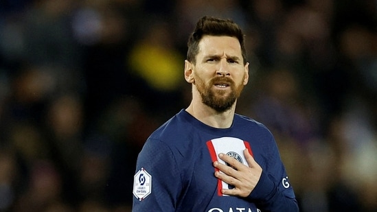 Soccer Football - Ligue 1 - Paris St Germain v Ajaccio - Parc des Princes, Paris, France - May 13, 2023 Paris St Germain's Lionel Messi reacts.(REUTERS file)