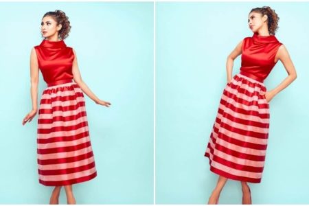 Mouni Roy, in a top and long skirt, dresses up as a Barbie