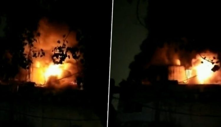 Delhi Factory Fire Video: Major Blaze Erupts in Godown in Mayapuri, Fire Tenders On Site
