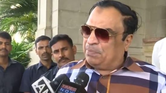 JD(S) leader CM Ibrahim speaks to reporters.(ANI)