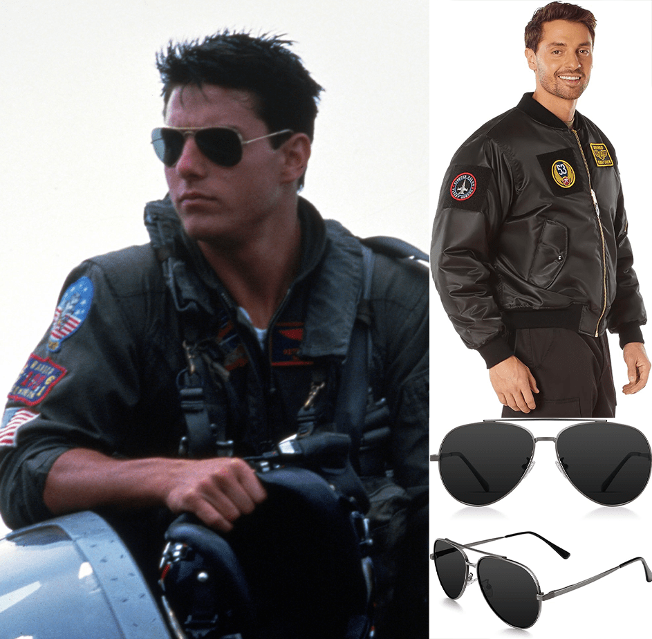 Maverick in ‘Top Gun’, Rothco jacket, Aviators