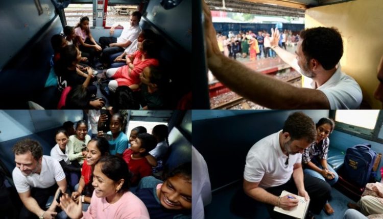 Rahul Gandhi Boards Train: Congress Leader Travels by Train in Poll-Bound Chhattisgarh, Says 'Bharat Jodo Yatra Continues' (Watch Video)