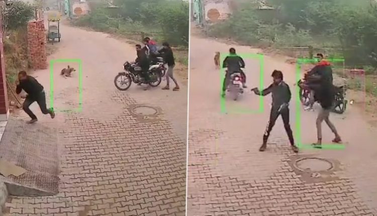 Haryana Shooting Video: Four Bike-Borne Miscreants Open Fire at Man Standing Outside His House in Bhiwani, Flee After Woman With Broomstick Charges at Them