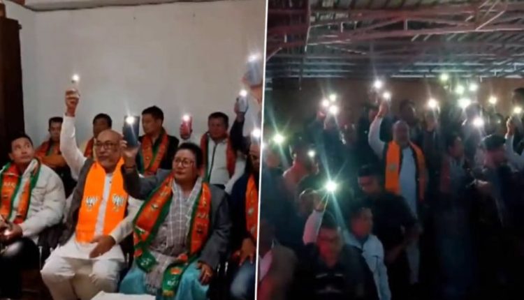 Assembly Election Results 2023: Manipur CM N Biren Singh, Party Workers Celebrate BJP’s Win in Three States in Imphal (Watch Video)