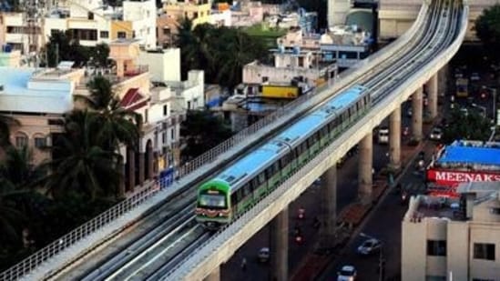 A train on the Green Line of Namma Metro in Bengaluru. (PTI Photo)