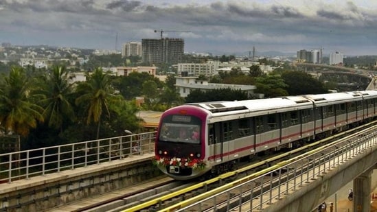 Bengaluru's Namma Metro clocks 100 crore foot falls ever since its inception(Ajay Aggarwal/HT Photo)