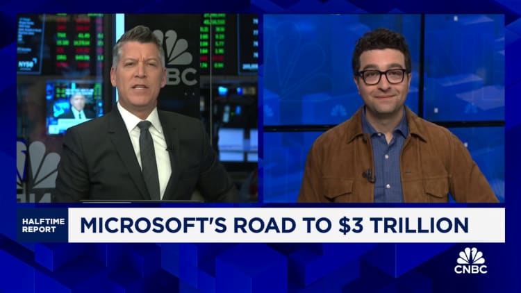 Microsoft briefly surpasses $3 trillion in market cap