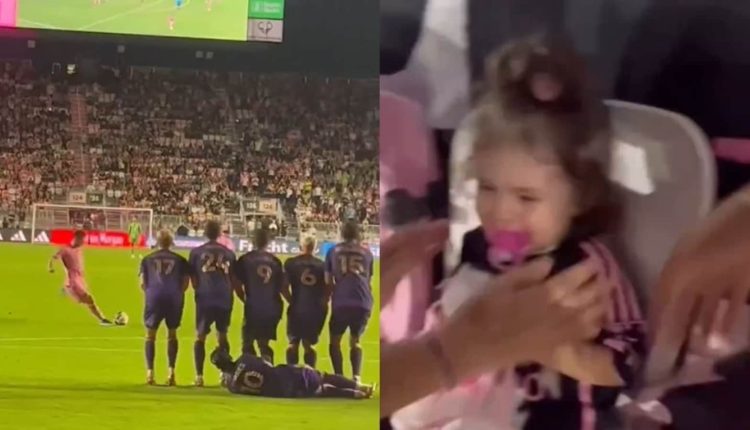 Toddler left in tears after Lionel Messi's wayward free-kick hits her | Football News