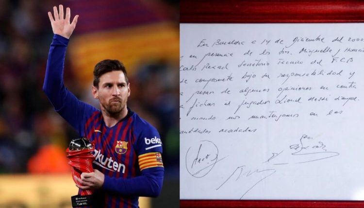 Napkin promising Lionel Messi's Barcelona contract, to be sold for record amount | Football News