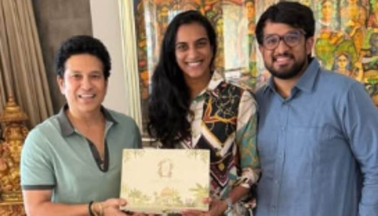 First glimpse of PV Sindhu, Venkata Datta Sai's wedding card as they make special appearance in Sachin Tendulkar's house