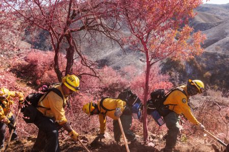 Mexican Firefighters Watch for Hot Spots From the Palisades Fire