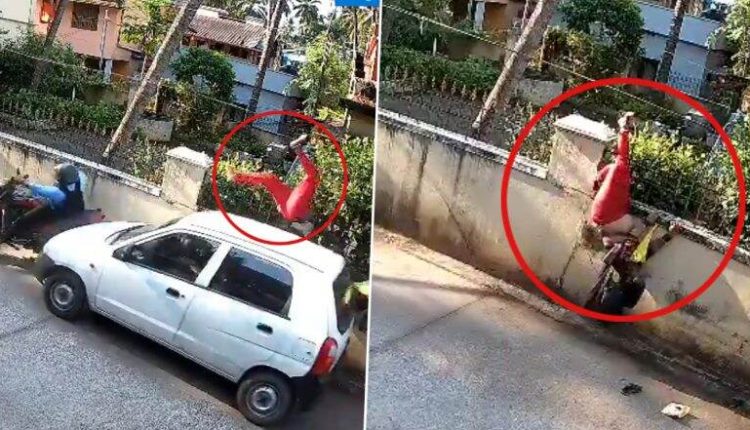Mangaluru Murder Attempt Caught on Camera: Retired BSNL Employee Rams Car Into Neighbour, Flings Woman Into Air; Arrested After CCTV Video Surfaces