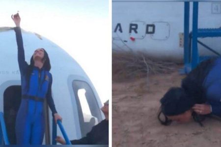 Blue Origin-Katy Perry Flight to Space: Singer Kisses Ground After Returning to Earth (Watch Video)
