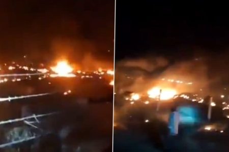 Jamnagar Plane Crash: IAF Pilot Killed, Another Critical As Jaguar Fighter Jet Crashes in Gujarat, Mishap Vidoes Surface