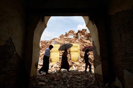 Myanmar quake victims mark new year camped in ruins