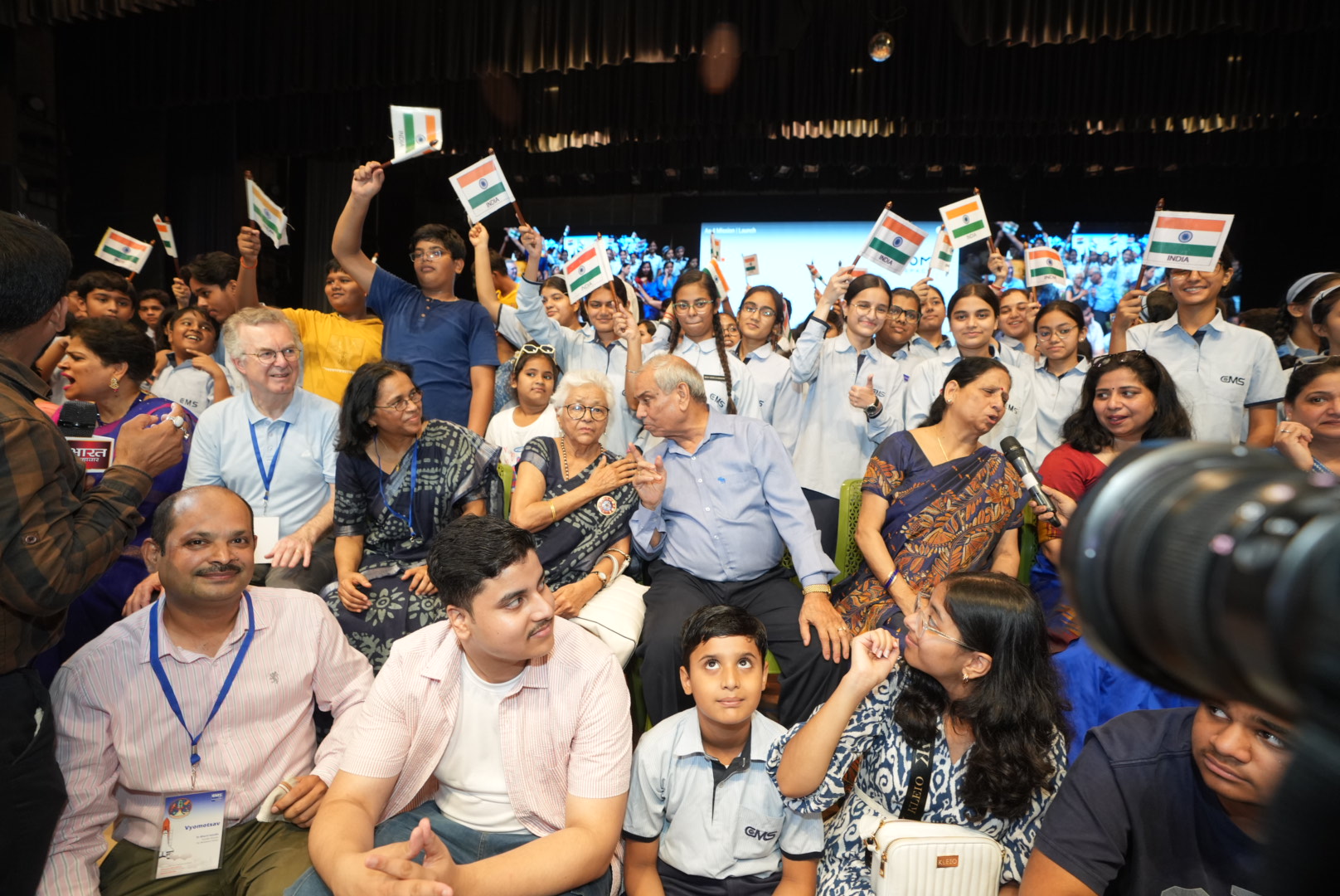 Group Captain Shubhanshu Shukla's parents at City Montessori School, Lucknow(Photo: HT)