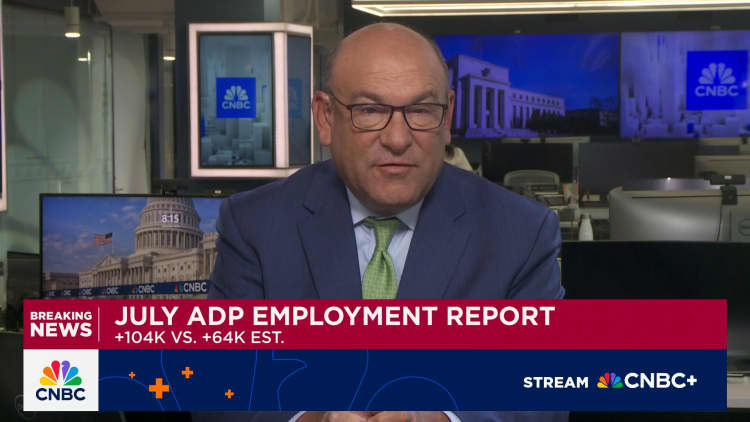 Private company hiring bounced back with a 104,000 increase in July, ADP says