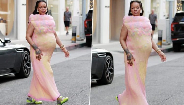 Rihanna’s Maternity Fashion Game Is On: Singer Flaunts Growing Baby Bump in Pastel Pink Issey Miyake Dress, Pictures Go Viral