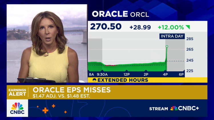 Oracle shares spike more than 12% despite earnings and revenue miss