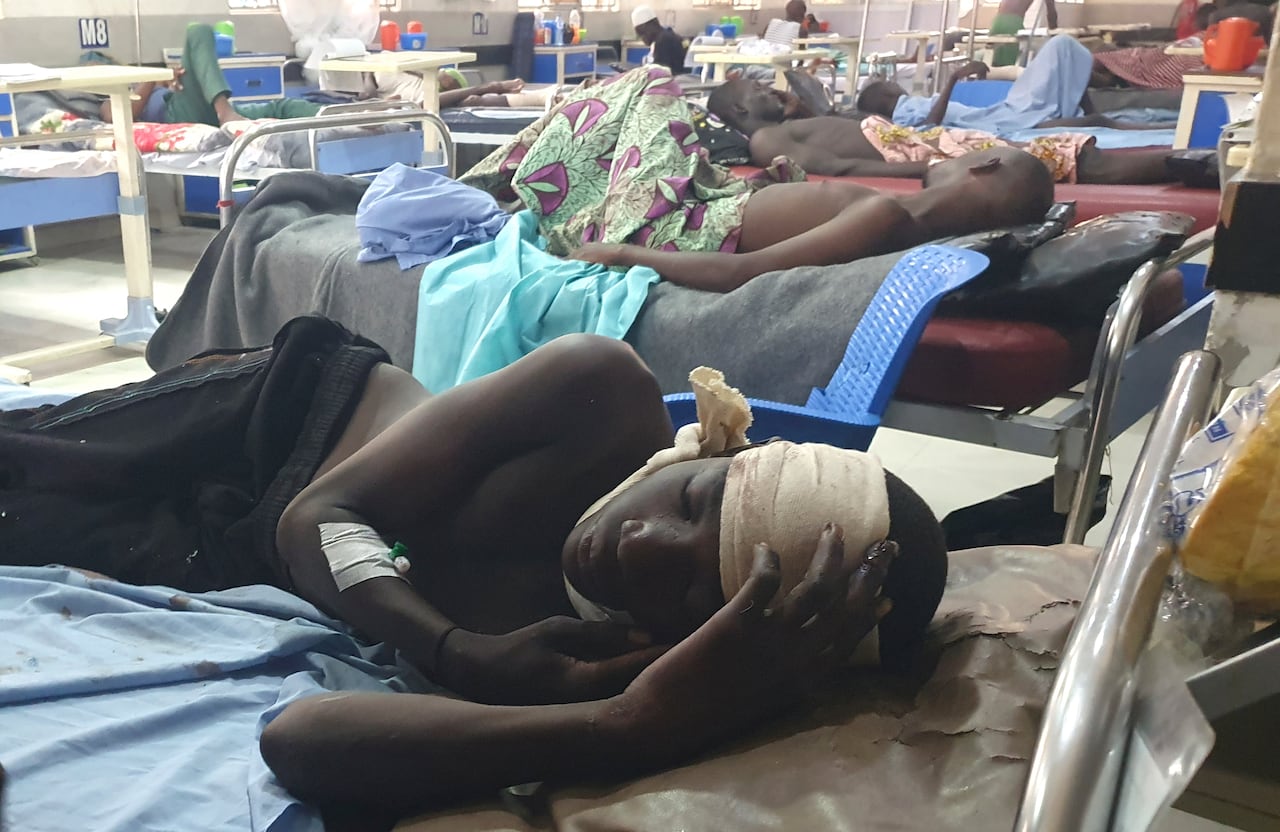 Patients on hospital beds