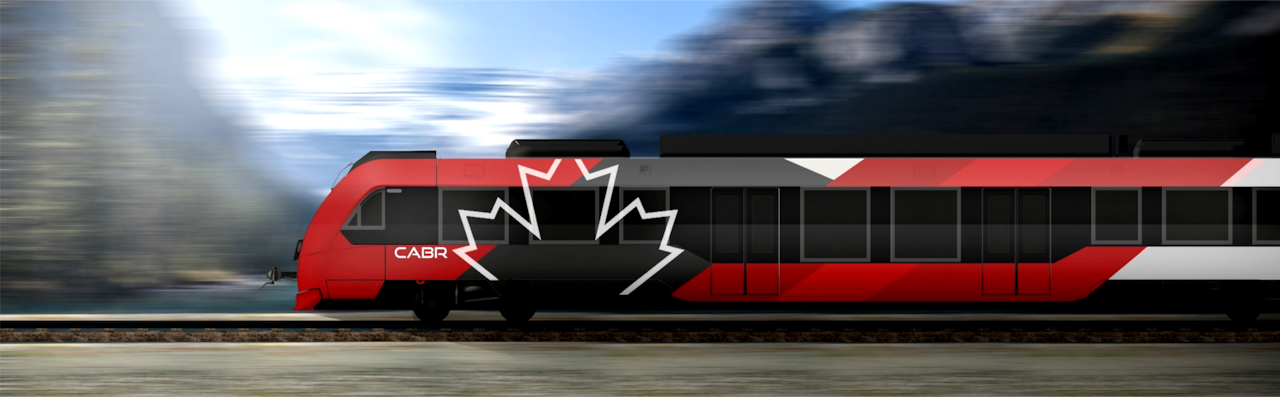 A rendering of the proposed passenger rail between Calgary and Banff.