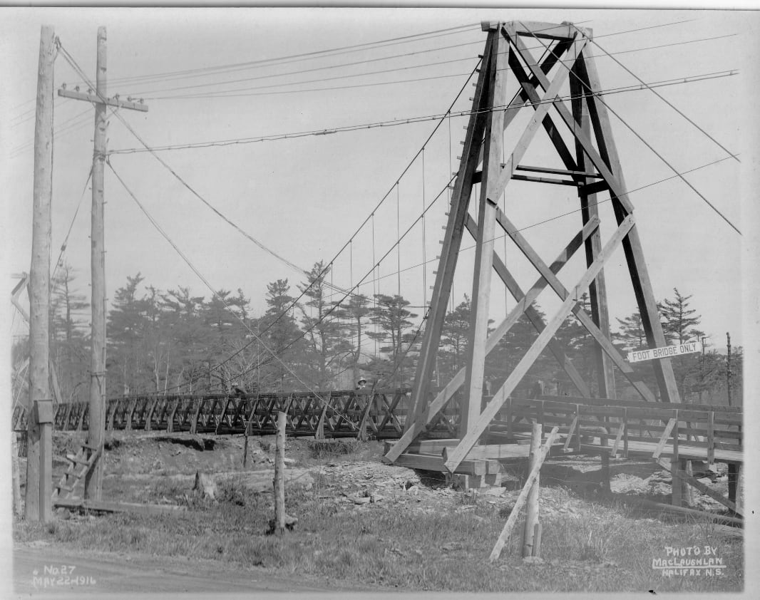 Photo of temporary wooden footbridge at Young Avenue.